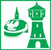Grünes Symbol zeigt eine Pickelhaube und einen Turm. Das Logo für die historische Tour.